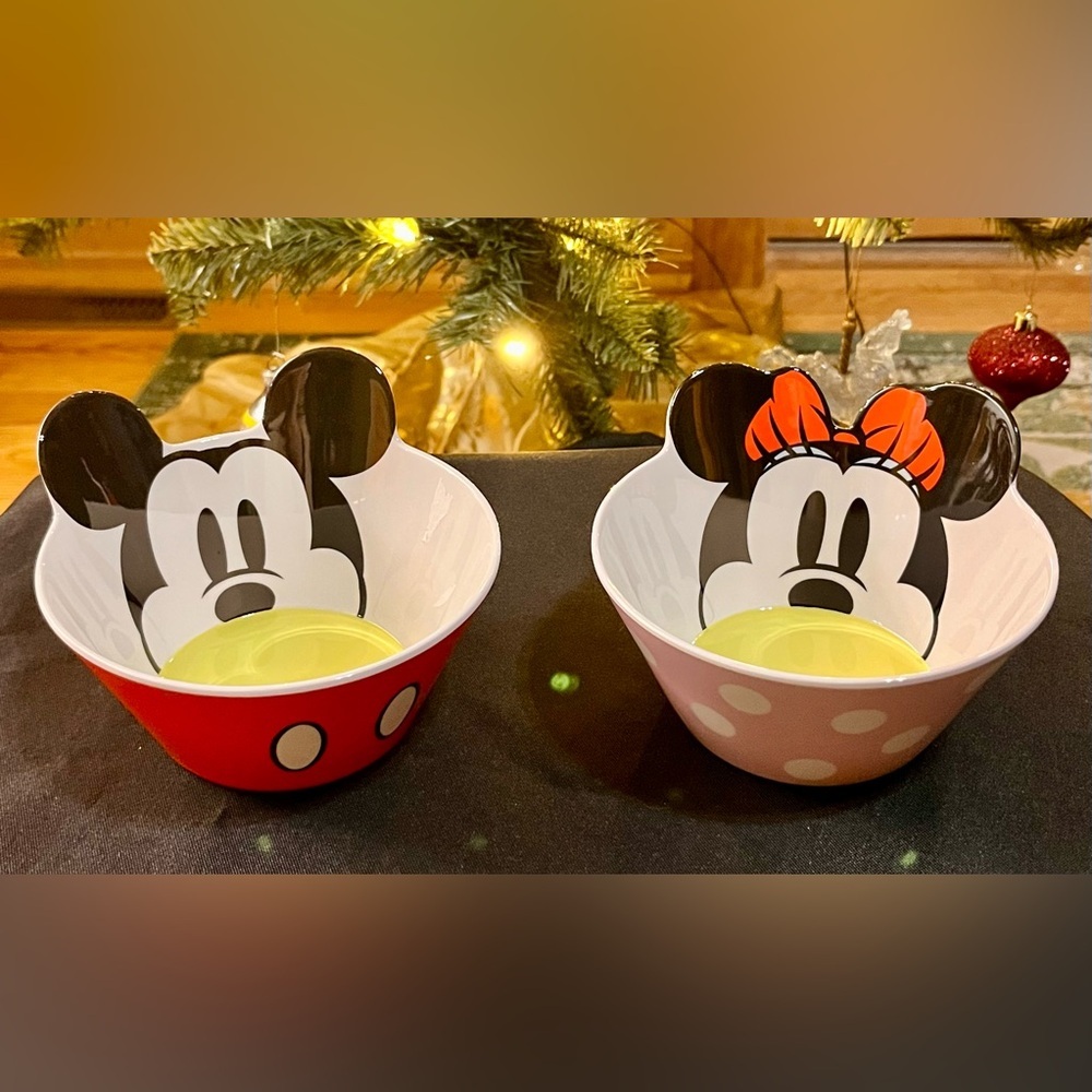 Zak! Disney Mickey & Minnie Mouse Polka Dot Melamine Snack Bowl Set 2pc BPA Free